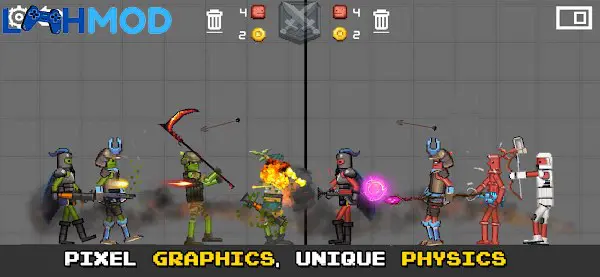 Ảnh 4 của Tải Battle Playground APK 1.4.8 cho Android iOS Một góc chiến trường đang diễn ra trận chiến ác liệt với nhiều loại khí tài