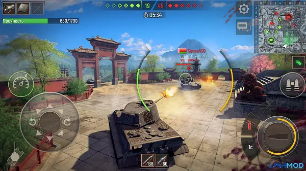 Ảnh 1 của Tải Battle Tanks Apk 4.80.1 cho Android, IOS Cận cảnh một chiếc xe tăng hạng nặng trên chiến trường Battle Tanks