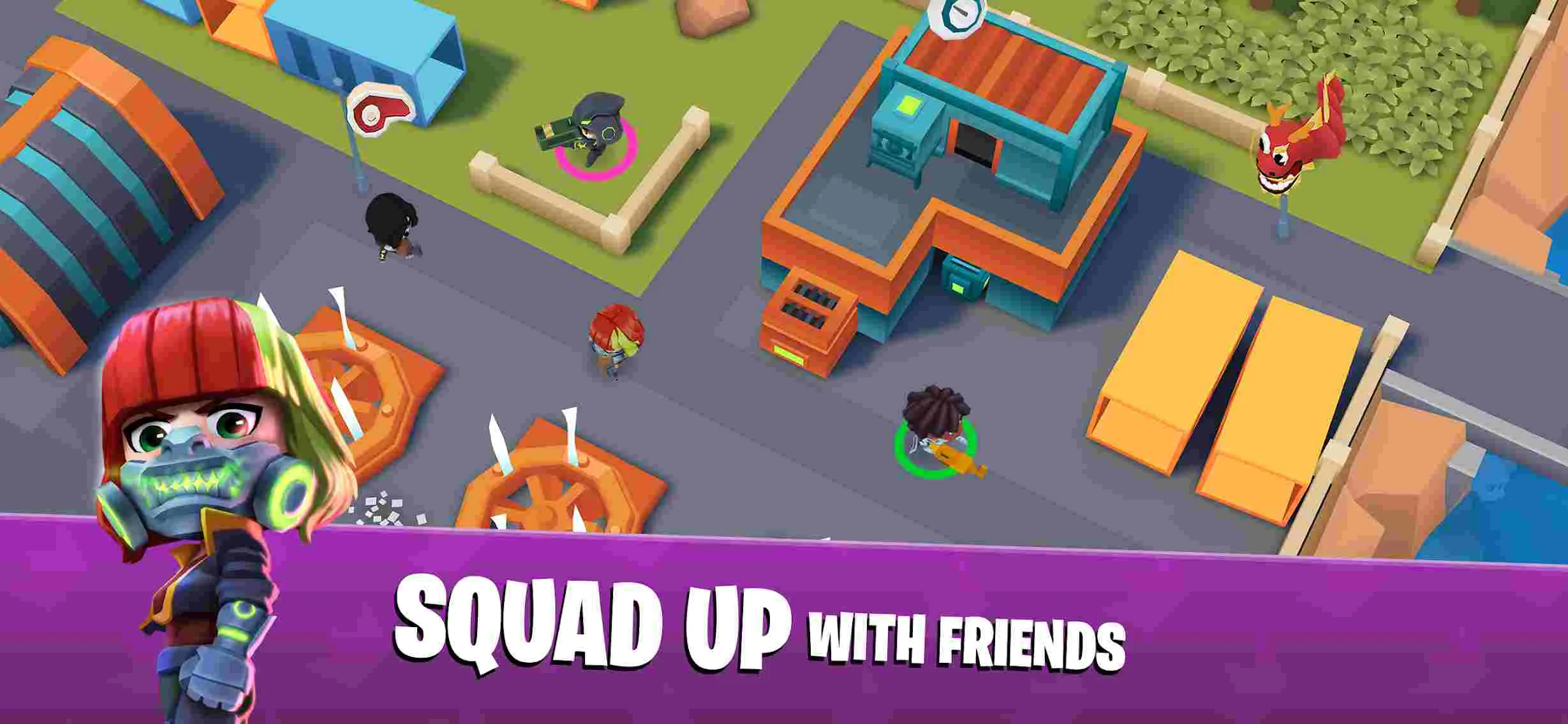 Ảnh 5 của Tải game Battlelands Royale Mod APK 2.9.6 (Mở Khoá) Bản đồ thu hẹp vòng bo với nhiều người chơi đang di chuyển