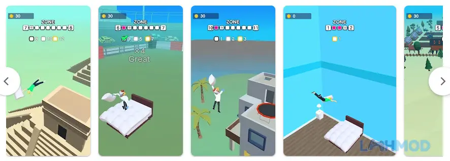 Ảnh 3 của Tải Bed Diving Apk 2.0.5 cho Android iOs Góc nhìn cận cảnh nhân vật đang thực hiện cú nhảy và né chướng ngại vật