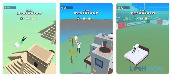 Ảnh 4 của Tải Bed Diving Apk 2.0.5 cho Android iOs Cảnh game với nhân vật đang bay lượn qua các cấu trúc kỳ ảo trong giấc mơ