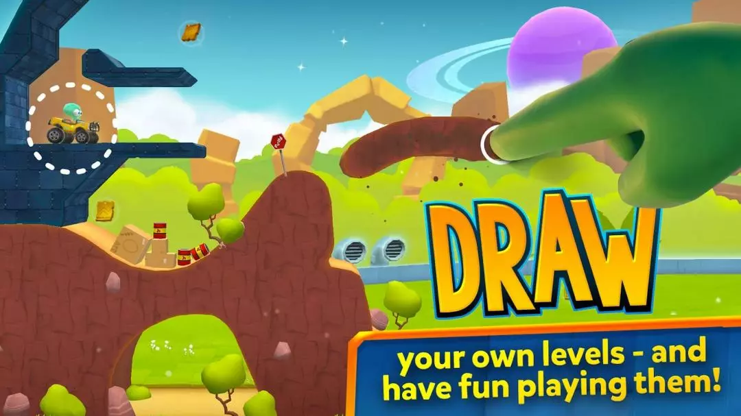 Ảnh 4 của Tải game Big Bang Racing Mod APK 3.7.2 (Vô hạn tiền) Xe đua đang lướt trên địa hình đầy chướng ngại vật trong game