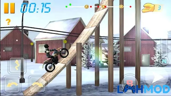 Ảnh 2 của Tải Bike Racing 3D MOD APK 2.7 (Vô hạn tiền) cho Android iOS Một chiếc mô tô đang bay lượn trên không trung sau khi vượt qua chướng ngại vật trong Bike Racing 3D