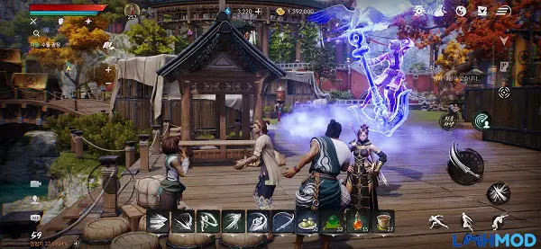 Ảnh 2 của Tải Blade & Soul 2 Apk 0.79.1 (Vô hạn tiền) cho Android, IOS Một cảnh chiến đấu trong Blade & Soul 2, cho thấy các nhân vật sử dụng kỹ năng