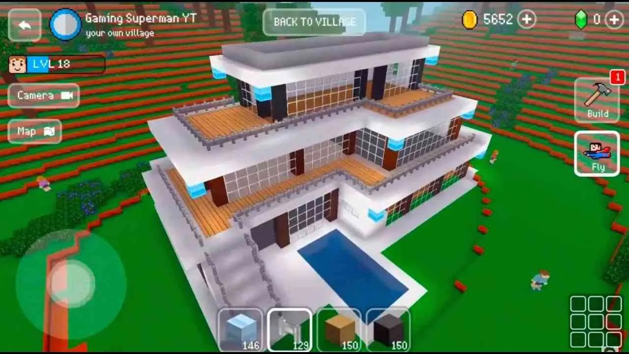 Ảnh 2 của Tải game Block Craft 3D Mod APK v2.21.14 (Menu, Vô Hạn Coins) Một công trình nhà ở phức tạp được xây dựng trong Block Craft 3D Mod