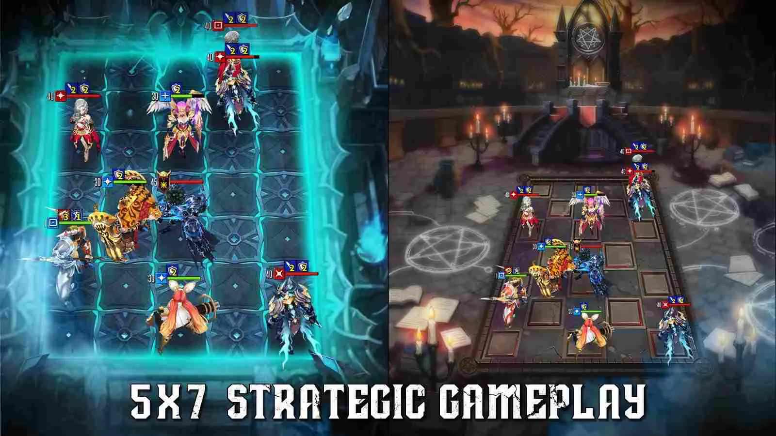 Ảnh 2 của Tải game Chain Strike Mod APK 2.0.5 (Menu, God Mode) Giao diện chiến đấu trong Chain Strike mod, hiển thị các nhân vật và kỹ năng
