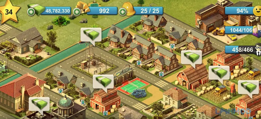 Ảnh 1 của Tải City Island 4 Mod Apk 3.3.2 (Free Shopping) cho Android iOs Cảnh quan đô thị City Island 4 với nhiều tòa nhà và đường sá