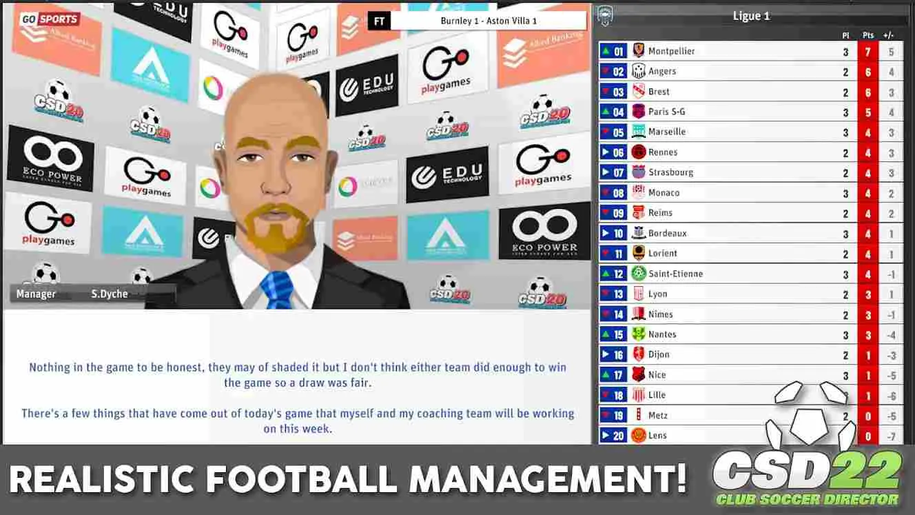 Ảnh 2 của Tải game Club Soccer Director 2022 Mod APK 2.0.2 (Vô Hạn Tiền) Màn hình quản lý trong game Club Soccer Director 2022 Mod