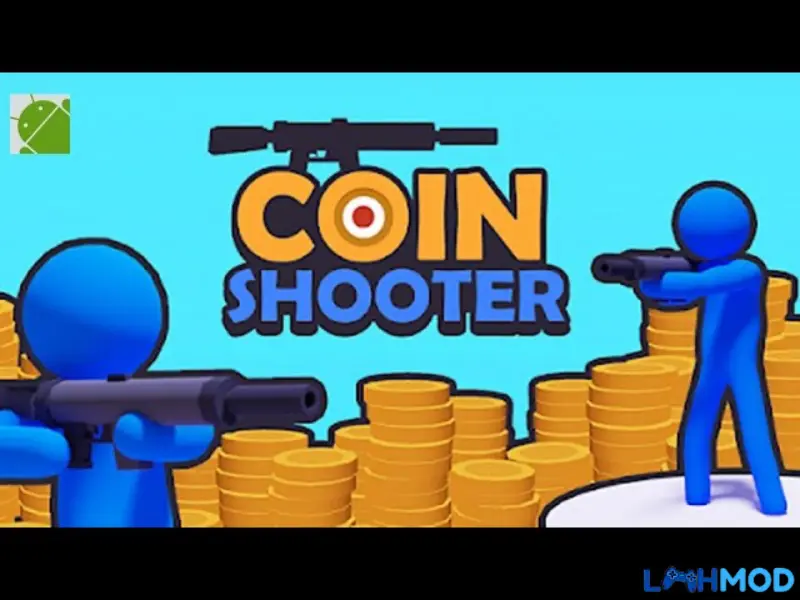 Ảnh 2 của Tải Coin Shooter Mod Apk v1.1.2 (Vô hạn tiền) Giao diện game Coin Shooter với các nhân vật người que bắn xu vào vòng tròn tiền