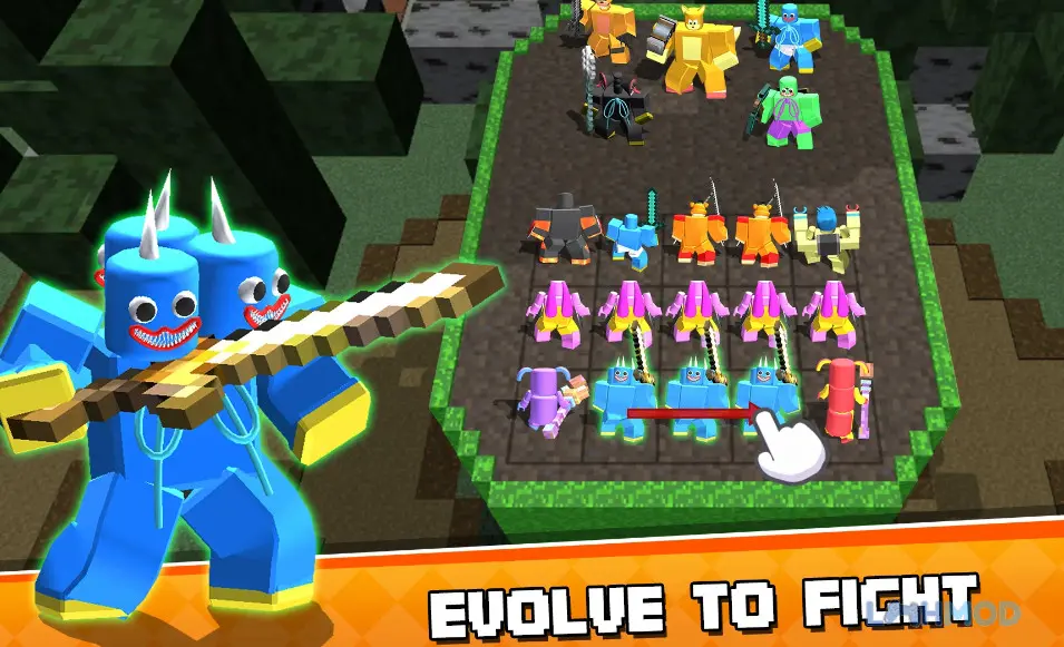 Ảnh 2 của Tải Craft Merge Battle Fight Mod Apk 1.1 (One Hit, God Mode) cho Android iOs Đội hình quái vật sẵn sàng chiến đấu trong Craft Merge Battle Fight