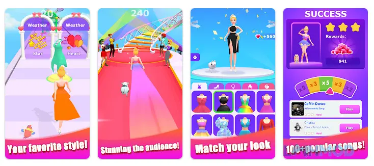 Ảnh 4 của Tải Dancing Dress Apk v1.7.9 cho Android iOs Một cô gái trong game Dancing Dress đang tạo dáng với trang phục thời trang trên sàn nhảy