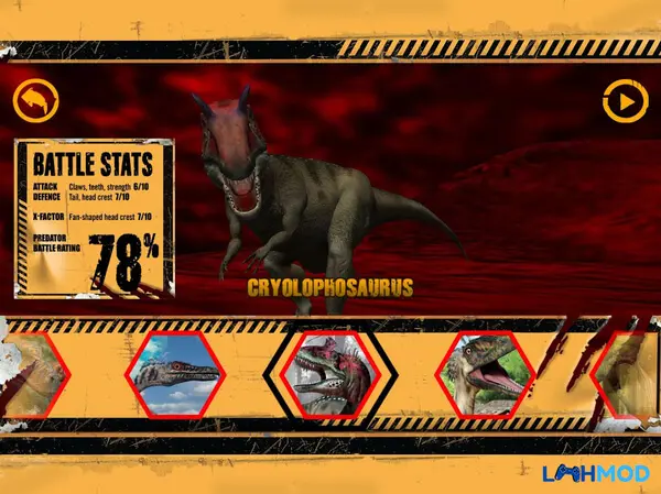 Ảnh 2 của Dinosaur Battle Mod Apk 13.51 (vô hạn kim cương/vàng) Một đội hình khủng long chiến đấu trong môi trường hoang dã