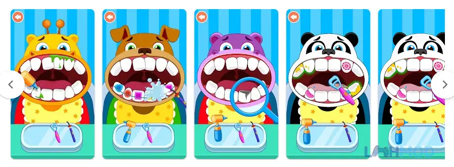 Ảnh 4 của Tải Doctor Dentist Game Apk 1.0.9 cho Android iOs Màn hình lựa chọn bệnh nhân và công cụ trong Doctor Dentist Game