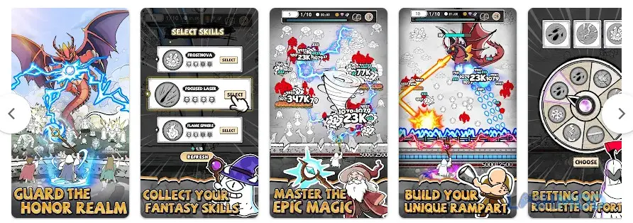 Ảnh 4 của Tải Doodle Magic Wizard vs Slime Apk V1.44 cho Android iOs Xây dựng pháo đài phòng thủ trong game