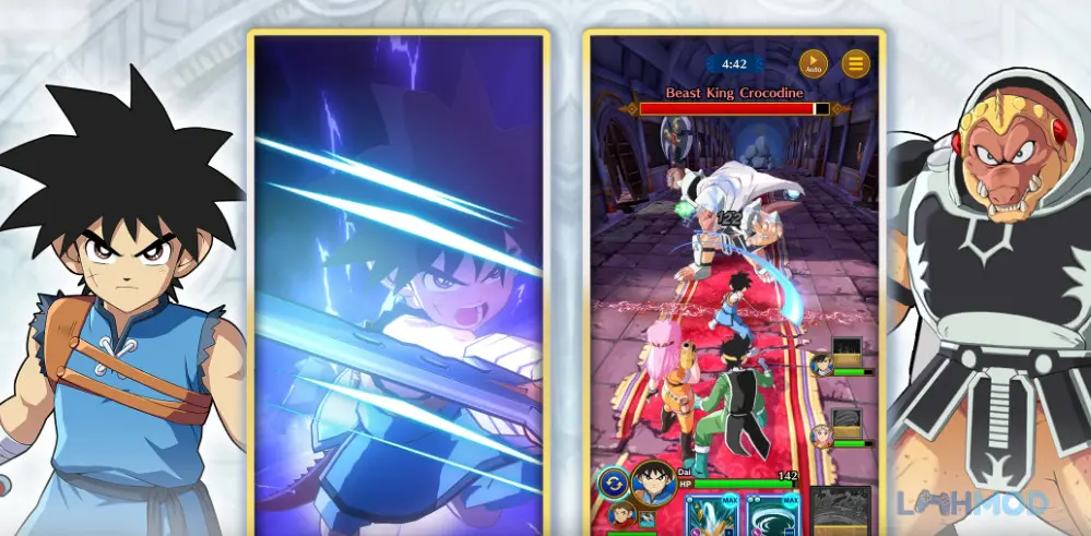 Ảnh 2 của Tải DQ Dai A Heros Bonds Mod Apk 1.16.1 (God Mode, Attack Multiplier) cho Android iOs Dai và đồng đội trên đường phiêu lưu