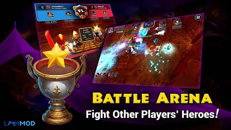 Ảnh 1 của Dungeon Quest Mod APK 3.1.2.1 (Mua Sắm Miễn Phí) Cảnh chiến binh đang chiến đấu trong hầm ngục tối