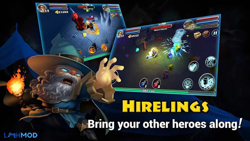 Ảnh 3 của Dungeon Quest Mod APK 3.1.2.1 (Mua Sắm Miễn Phí) Một cảnh chiến đấu khác với hiệu ứng kỹ năng rực rỡ trong Dungeon Quest