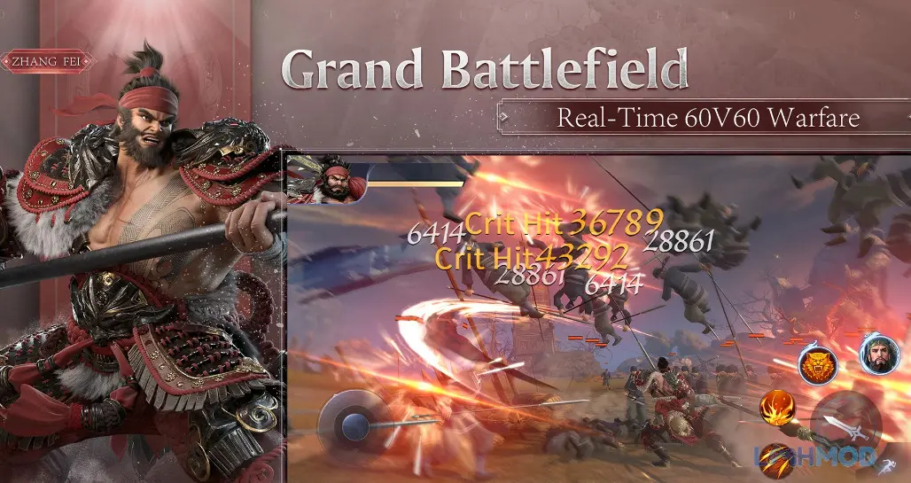 Ảnh 3 của Tải Dynasty Legends 2 Apk 1.7.100 cho Android iOs Cảnh chiến đấu trong game Dynasty Legends 2 với nhiều tướng