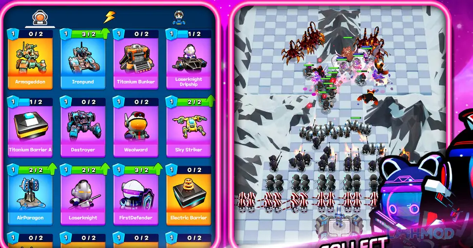 Ảnh 3 của Tải Earth Guardians Mod Apk 1.2.02 (Menu/Vô hạn tiền/Năng lượng) cho Android iOs Màn hình nâng cấp nhân vật và thẻ bài trong game Earth Guardians