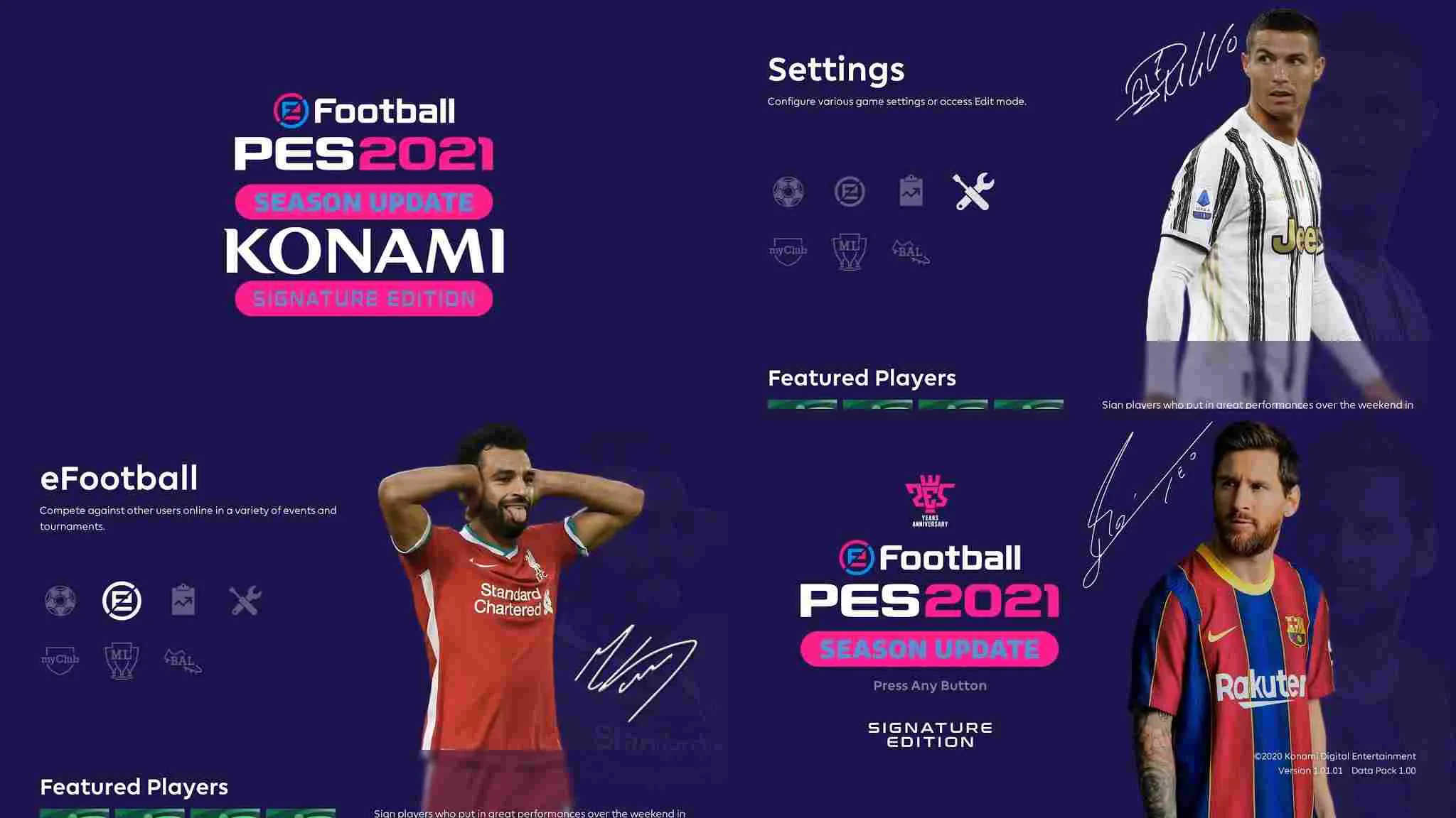 Ảnh 3 của Tải game eFootball 2022 Mod APK 7.5.1 ( Vô Hạn Tiền ) Giao diện quản lý đội bóng trong game eFootball PES 2021 Mod