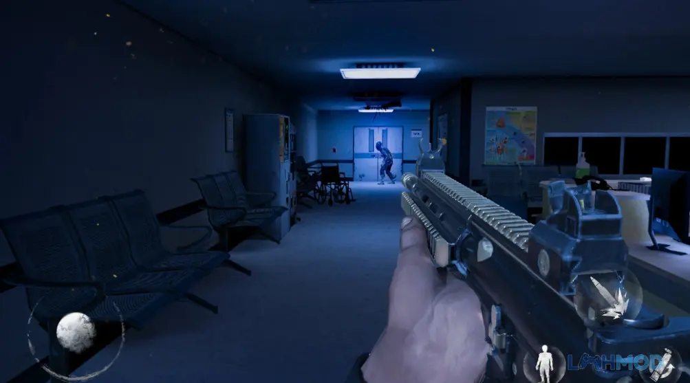 Ảnh 2 của Tải Endless Nightmare 2 Hospital Mod Apk 1.2.9 (Vô Hạn Tiền) cho Android iOs Nhân vật Jake đang khám phá hành lang bệnh viện u ám