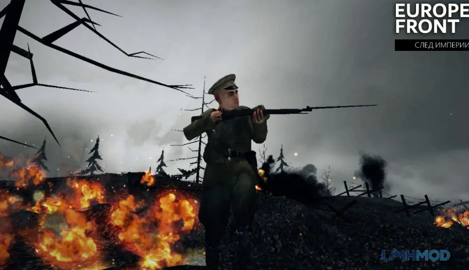 Ảnh 3 của Tải Europe Front II Mod Apk 1.2.3 (MOD Menu, Đạn, Nhảy, Sát Thương) cho Android iOs Người lính đang ngắm bắn trong chiến trường Europe Front II Mod