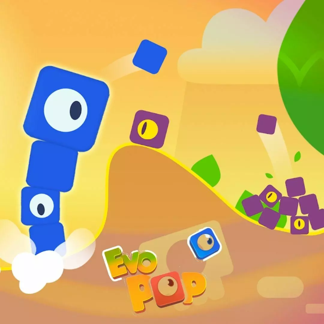 Ảnh 4 của Tải game Evo Pop Mod APK 2.10 (Vô hạn tiền, mở khóa) Một nhóm Evo đang di chuyển trên địa hình nhiều cây cối, thu thập thức ăn