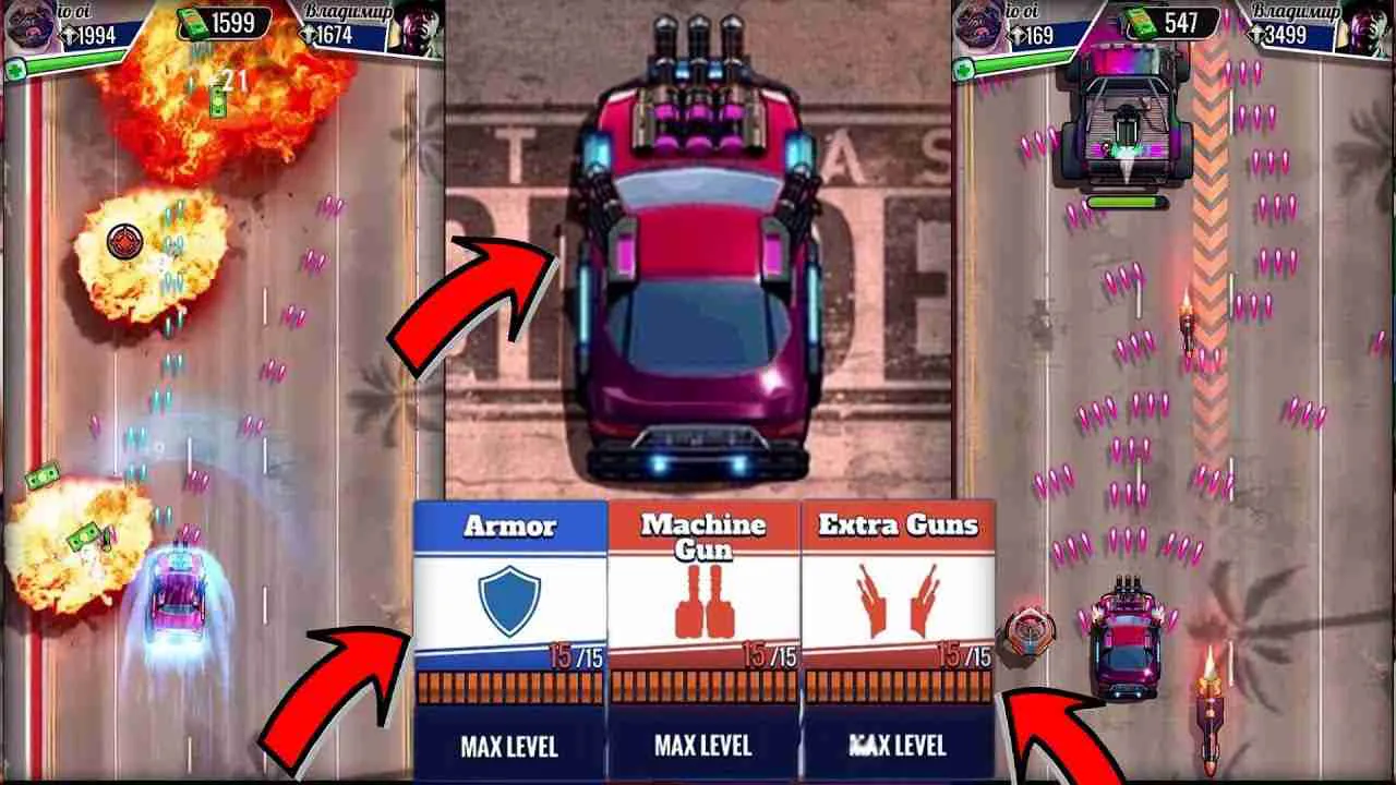 Ảnh 5 của Fastlane: Road to Revenge Mod APK 1.48.0.260 (Menu, God Mode) Tổng quan về hệ thống vũ khí và xe cộ trong Fastlane: Road to Revenge Mod