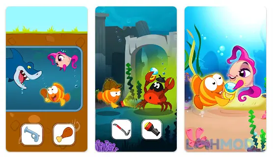 Ảnh 2 của Tải game Fish Story Save the Lover Apk 1.6.7 cho Android iOs Chú cá vàng đang cố gắng vượt qua chướng ngại vật để cứu công chúa