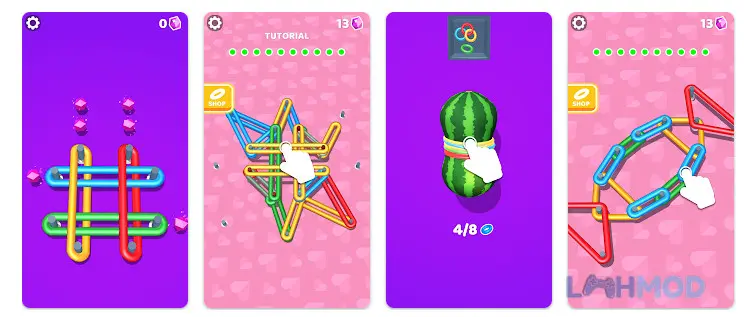 Ảnh 4 của Tải Flexy Ring Apk 1.0.32 cho Android iOs Một màn chơi Flexy Ring với các sợi dây cao su đang bị rối