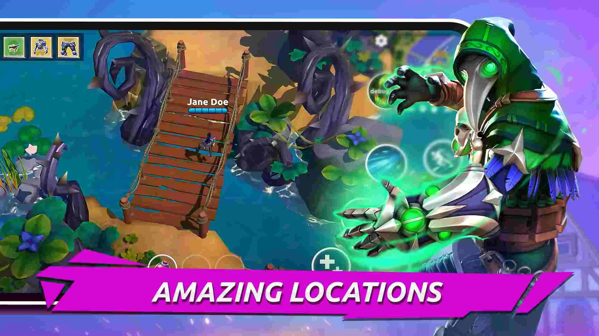 Ảnh 2 của Tải game FOG – MOBA Battle Royale Game Mod APK 0.53.0 (Tăng Sát Thương) Người chơi đang chọn vũ khí và kỹ năng trong giao diện game