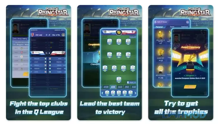 Ảnh 3 của Tải Football Rising Star Mod Apk 1.8.5 (Vô hạn tiền) cho Android iOs Màn hình giao diện Football Rising Star Mod với các lựa chọn