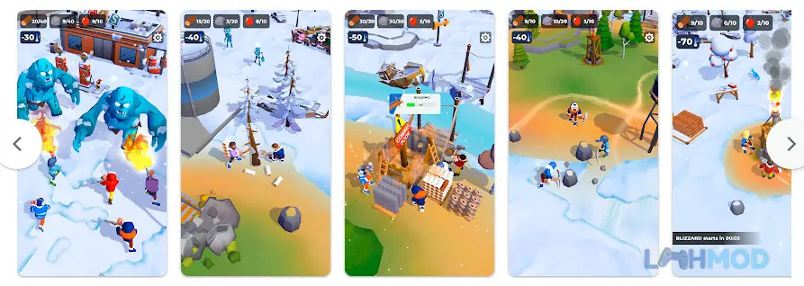 Ảnh 2 của Tải Frost Land Survival Mod Apk 1.16.10 (Vô Hạn Tiền, Fast Build) cho Android iOs Giao diện điều khiển và các tài nguyên trong game Frost Land Survival