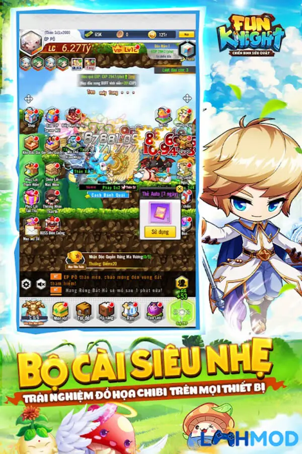 Ảnh 1 của Tải game Fun Knight Apk 1.0.4 cho Android, IOS Cảnh chiến đấu trong game Fun Knight với nhân vật chibi và hiệu ứng kỹ năng