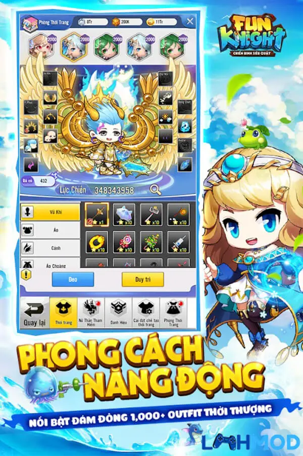 Ảnh 2 của Tải game Fun Knight Apk 1.0.4 cho Android, IOS Kho trang bị đa dạng của nhân vật Fun Knight, gồm vũ khí và áo giáp