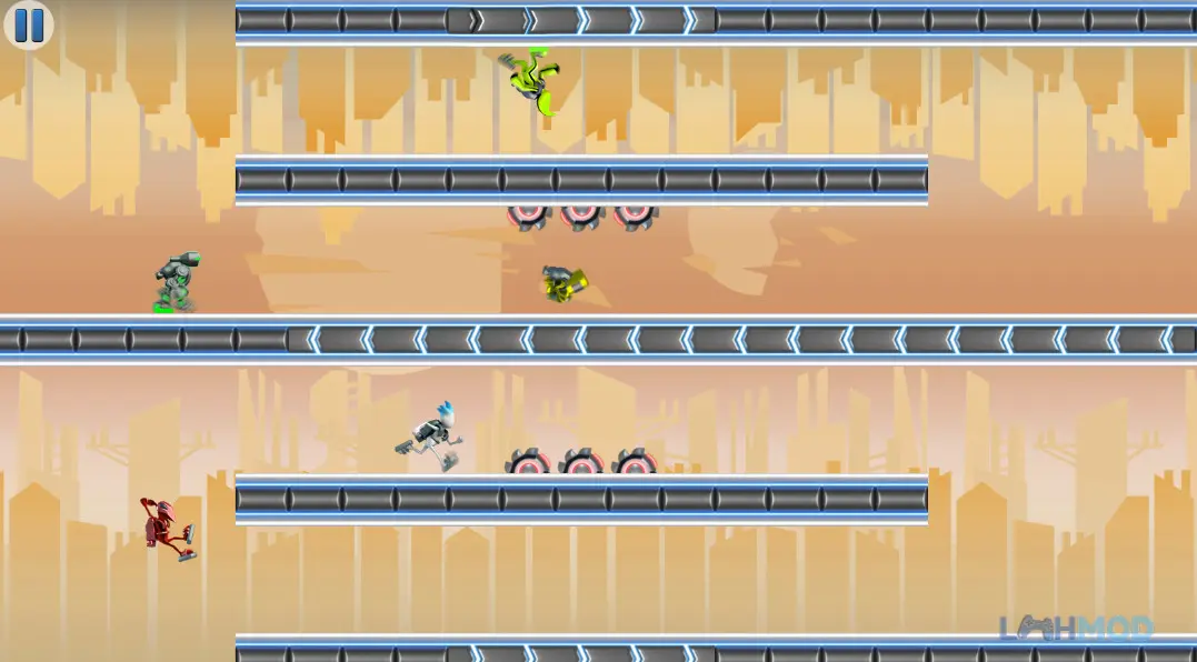 Ảnh 2 của Tải G-Switch3 Apk 1.3.1 cho Android iOs Nhân vật trong G-Switch 3 đang lộn trọng lực và chạy trên trần nhà để vượt qua chướng ngại vật