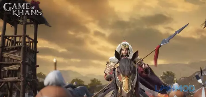 Ảnh 2 của Tải Game Of Khans Mod Apk 1.3.18.10103 (Vô hạn Tiền) cho Android iOs Hai nhân vật trong trang phục truyền thống Mông Cổ đang trò chuyện