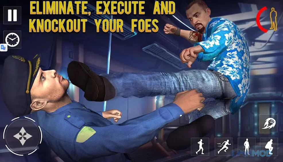 Ảnh 2 của Tải Gangster Jail Escape 3D Apk 1.33 cho Android iOs Cảnh một tên tội phạm đang lén lút di chuyển trong hành lang nhà tù