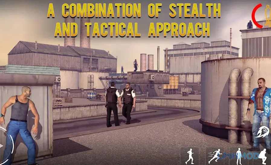 Ảnh 4 của Tải Gangster Jail Escape 3D Apk 1.33 cho Android iOs Giao diện điều khiển nhân vật trong Gangster Jail Escape 3D với các nút điều hướng và hành động