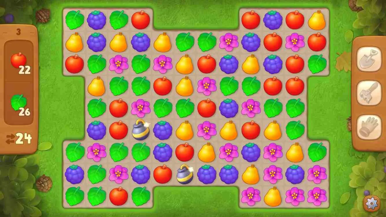 Ảnh 3 của Tải game Gardenscapes Mod APK (Vô Hạn Stars/Coins) V8.8.2000 Nhân vật trong Gardenscapes đang tương tác trong khu vườn