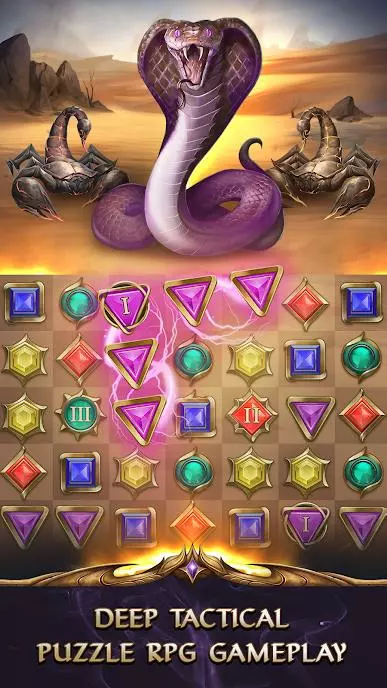 Ảnh 2 của Gemstone Legends Mod APK v0.52.803 (Menu, High Damage, God Mode) Ảnh mô tả giao diện chiến đấu và quái vật trong Gemstone Legends Mod