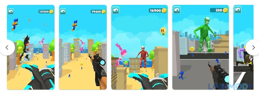 Ảnh 3 của Tải game Giant Wanted Hero Sniper 3D Apk cho Android iOs Hình ảnh một quái vật khổng lồ đang tàn phá thành phố trong Giant Wanted