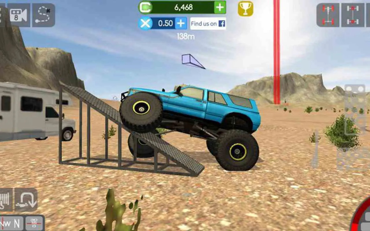 Ảnh 4 của Tải game Gigabit Off-Road Mod APK v1.9331 (Vô Hạn Tiền) Chiếc xe đua địa hình đang tăng tốc trên đường đất với hiệu ứng bụi