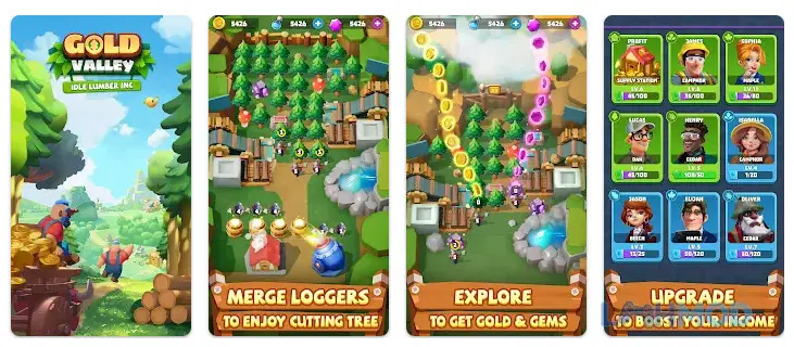 Ảnh 4 của Tải Gold Valley-Idle Lumber Inc Apk 1.14.0 cho Android iOs Tổng quan nhà máy gỗ đang hoạt động trong Gold Valley-Idle Lumber Inc
