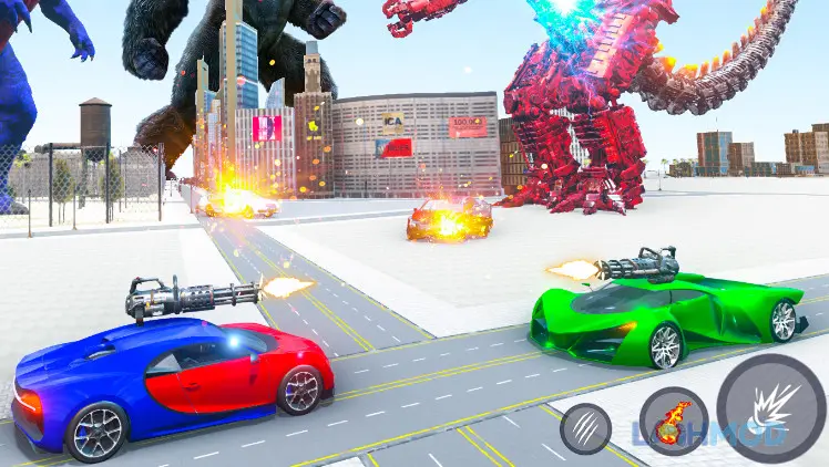 Ảnh 3 của Tải Gorilla Robot Car Robot Games Apk 5.9 cho Android iOs Cảnh quan thành phố sống động trong Gorilla Robot Car Robot Games