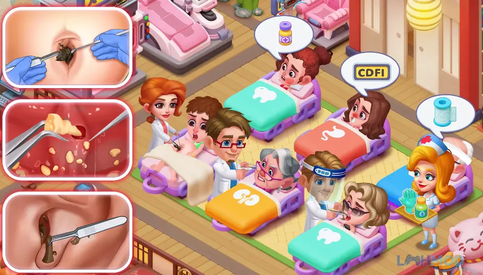 Ảnh 3 của Tải Happy Hospital Doctor ASMR Apk v1.0.84 cho Android iOs Hình ảnh hai y tá đang làm việc tại quầy lễ tân trong Happy Hospital Doctor ASMR