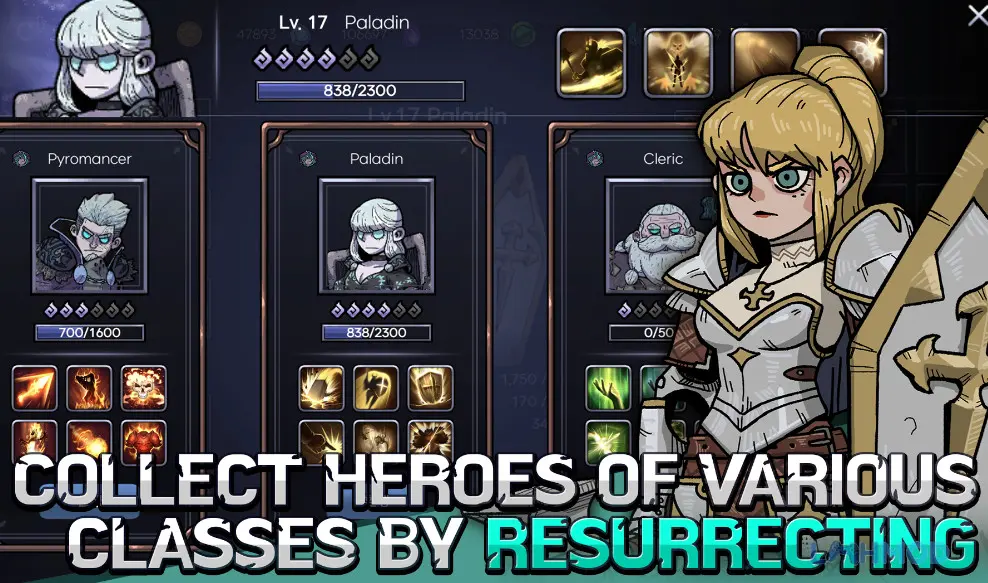 Ảnh 2 của Tải Heroes Never Die Apk 1.05.07 cho Android iOs Giao diện điều khiển trong game Heroes Never Die, hiển thị các tùy chọn chiến đấu