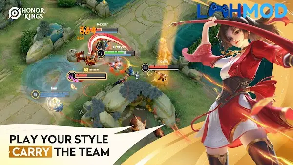 Ảnh 2 của Tải Honor of Kings – Alpha APK 0.2.3 cho Android iOS Cảnh game Honor of Kings Alpha với 3 tướng đang giao tranh