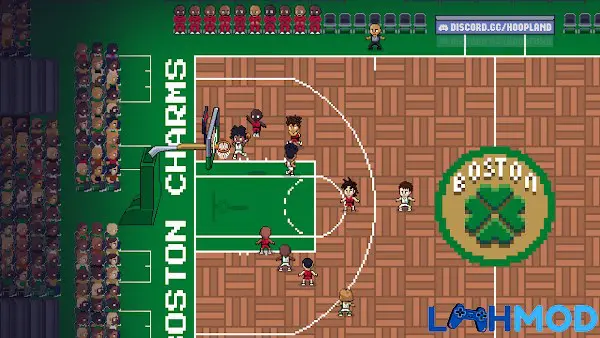 Ảnh 3 của Tải Hoop Land APK 1.0.9 cho Android iOS Giao diện game Hoop Land hiển thị đội hình và các chỉ số