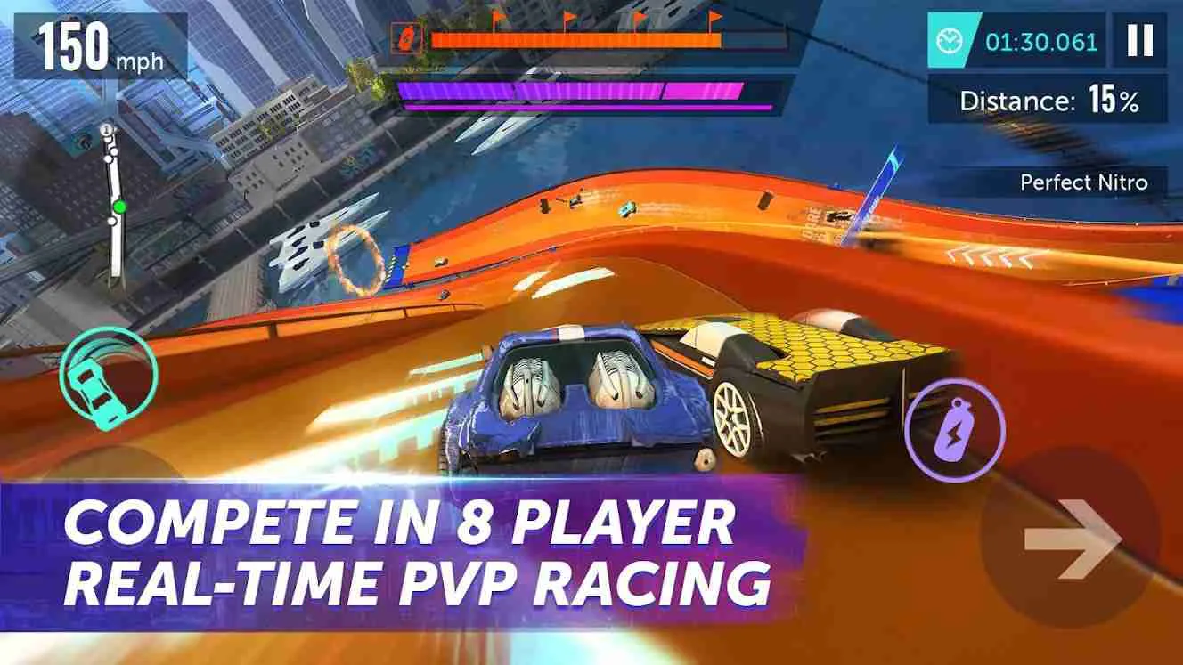 Ảnh 2 của Hot Wheels Infinite Loop Mod APK 1.35.0 (Chỉ có bạn trên đường đua) Chiếc xe đua Hot Wheels với thiết kế độc đáo đang lao nhanh trên đường